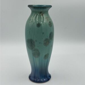 Bill Campbell Handmade & Signed Crystalline Blue Green Studio Art Vase